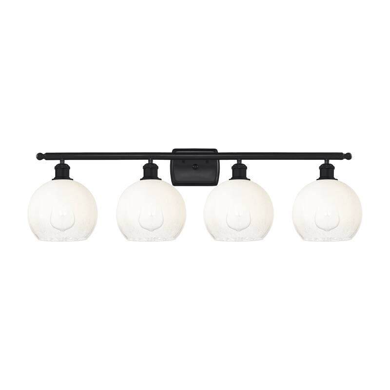 Innovations Lighting Endless Possibilities Ballston - Brookhaven Globe - 4 Light 38" Bath Vanity Light - Matte Black/Opal