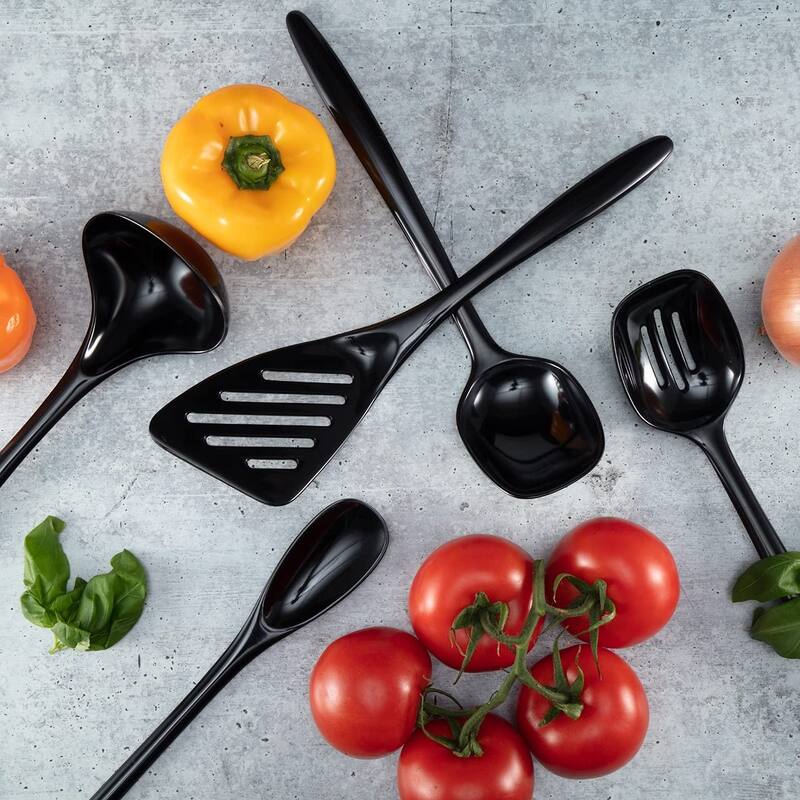 Hutzler 6-piece Melamine Cooking Utensils Set, Includes 5 Cooking Tools and a Storage Crock