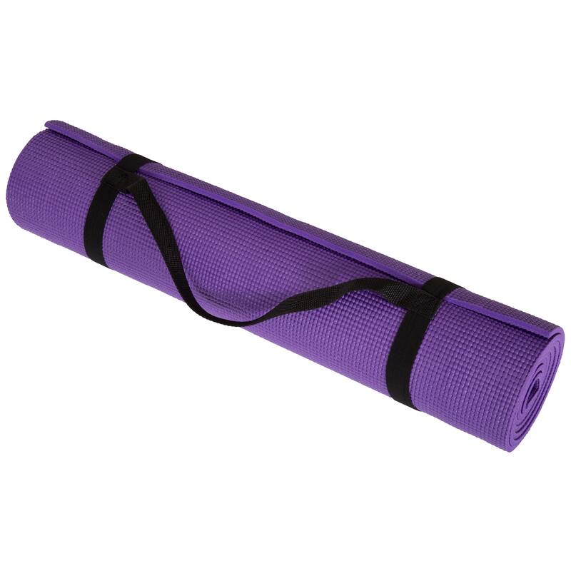Yoga Mat - Double Sided 1/4-Inch Workout Mat - 71x24-Inch Exercise Mat for Home Fitness with Carrying Strap by Wakeman - Purple