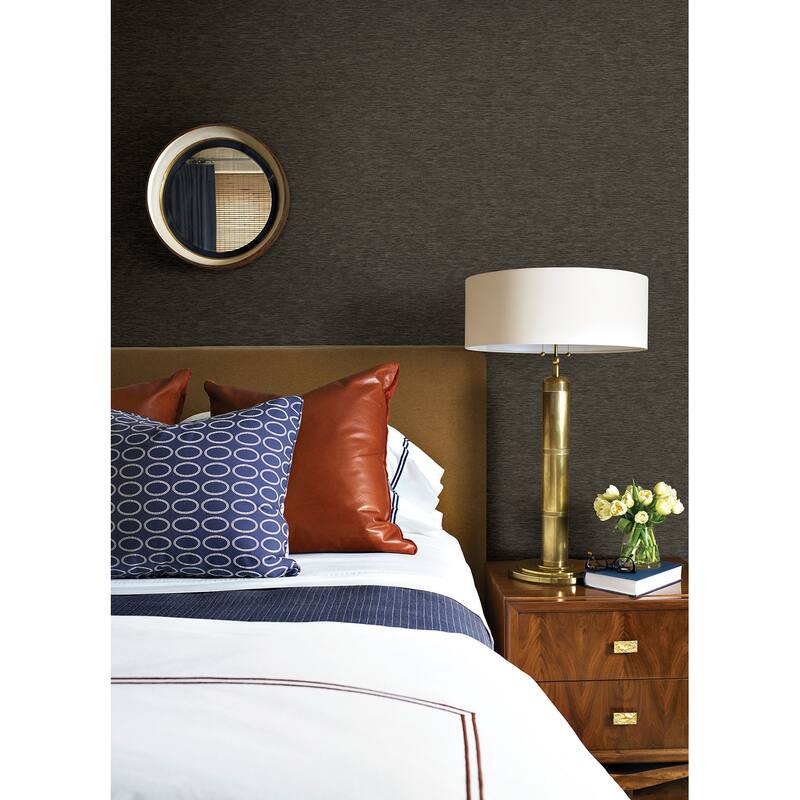 Milwaukee, Lixue Charcoal Paper Weave 24' L X 36" W, Wallpaper Roll - Charcoal