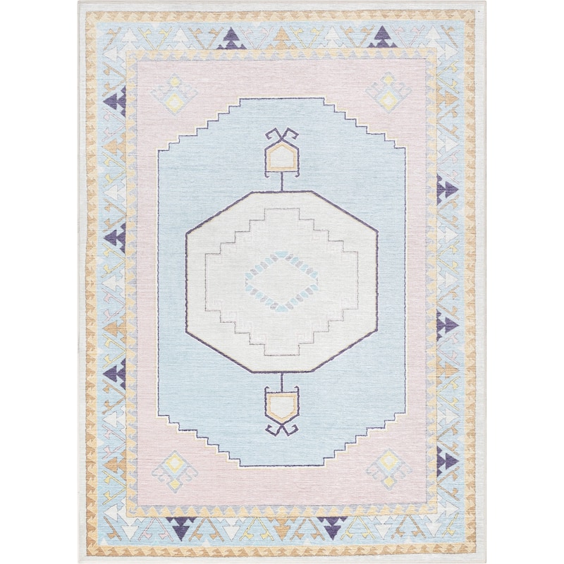 Well Woven Kids Rugs Ethnic Soft Medallion Machine Washable Area Rug
