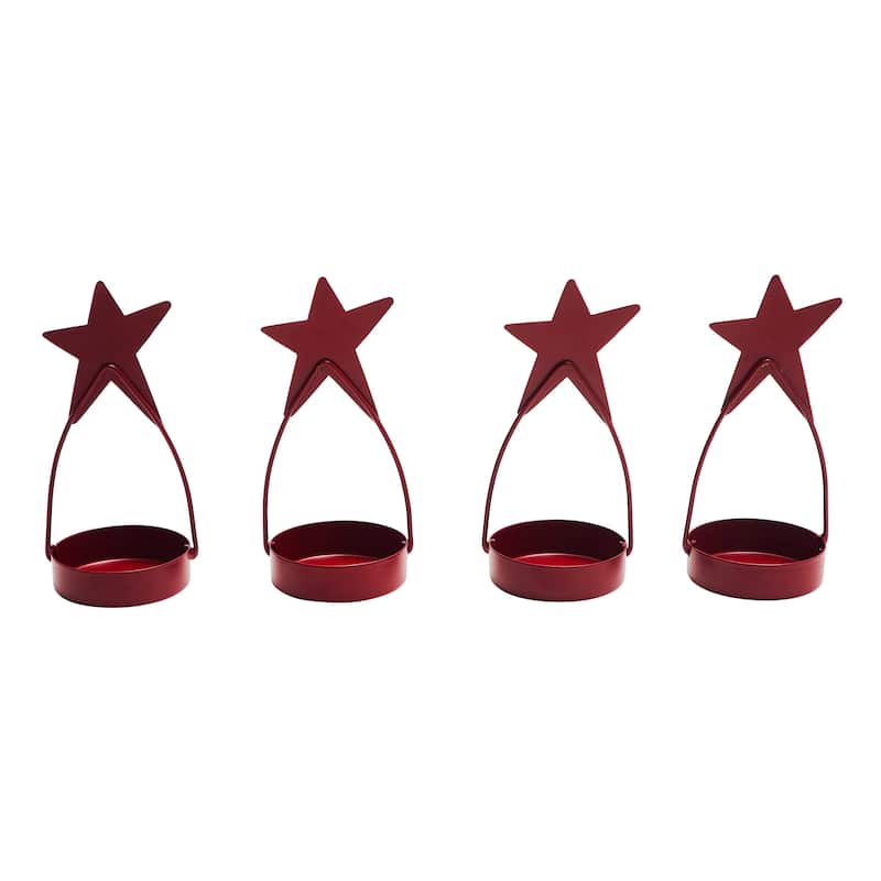 Star Tealight Holder Burgundy Set of 4 4x1.75x1.75 - N/A