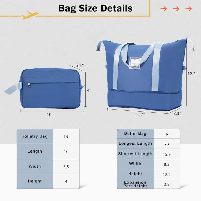 Modern Expandable 2 Piece Luggage Sets, ABS Hardshell Carry on Luggage with Duffel Bags, Spinner Wheels and TSA Lock