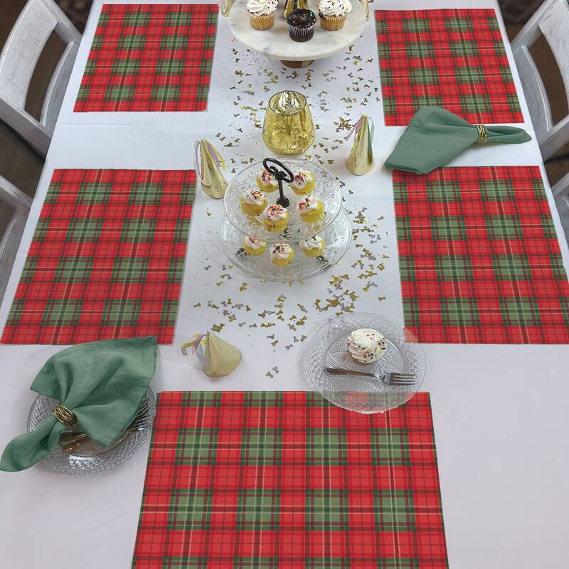 Classic Christmas Plaid 24 Sheet Reusable Premium Paper Stock Placemats in Resealable Storage Bag Made in The USA 17" x 11"