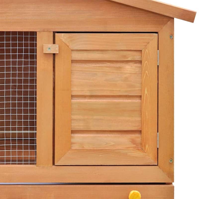 vidaXL Outdoor Rabbit Hutch Small Animal House Pet Cage 3 Doors Wood - 36.6'' x 23.6'' x 38.2''