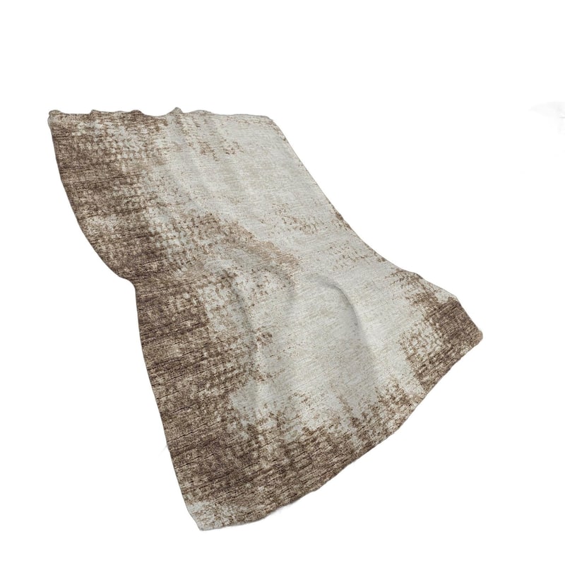 HomeRoots 50" X 70" Brown And Beige Abstract Polyester Woven Plush Throw Blanket