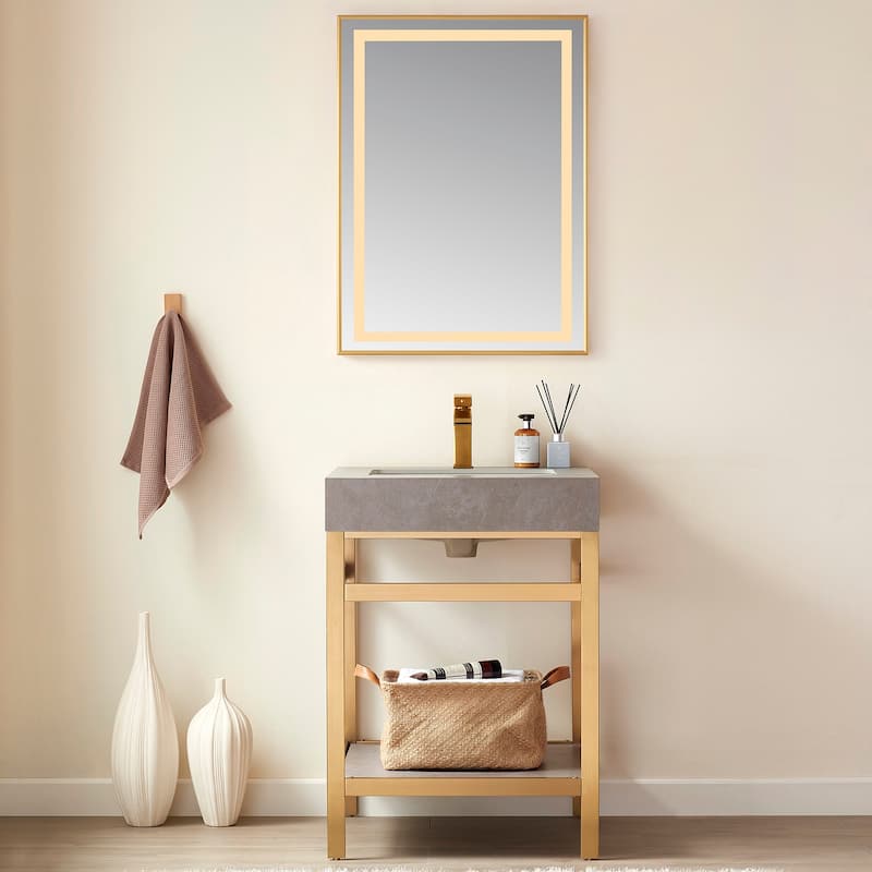 24" Rectangular LED Lighted Accent Bathroom/Vanity Wall Mirror - 24