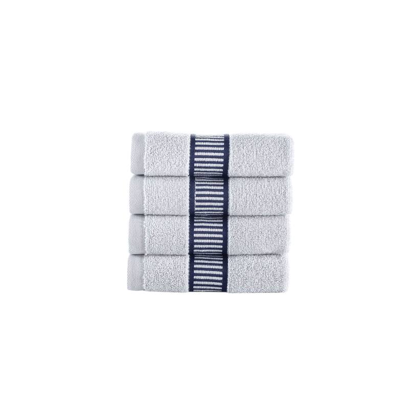 Brooks Brothers Fancy Border 4 pcs Wash Towels - Silver