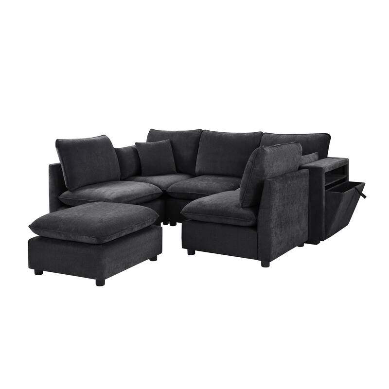 Large Modular Sectional Sofa for Living Room, U-Shaped & L-Shaped Sleeper Sofa Bed with Ottoman & USB Ports