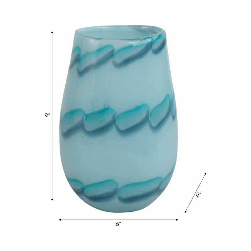 Glass Vases Coastal Style with Sculpted Detailing and Swirl Design