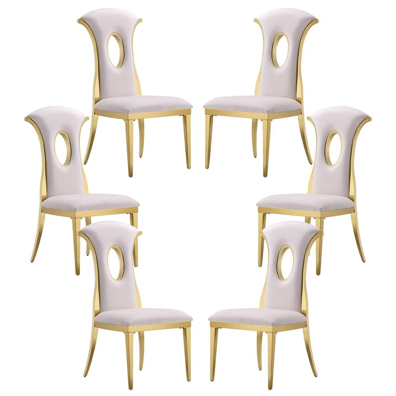 Luxury White Velvet Dining Chairs with Polished Gold Legs