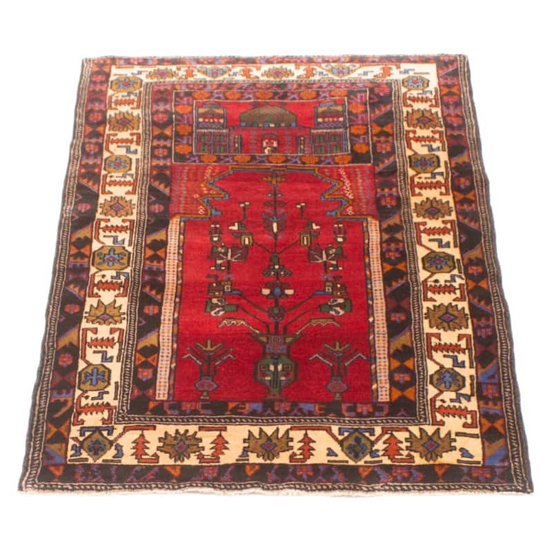 Teimani Red Rug 3'1" x 5'3" - 3'1 x 5'3