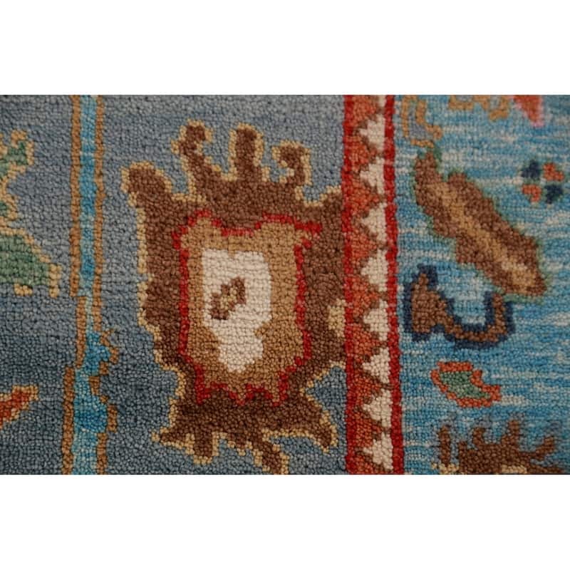 Blue Oushak Oriental Rug Hand-Knotted Wool Carpet - 4'1"x 5'11"