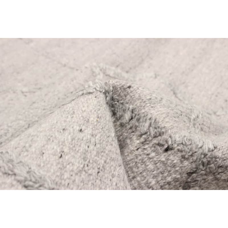 ECARPETGALLERY Flat-Weave Ankara FW Light Grey Wool Kilim - 5'3 x 7'9