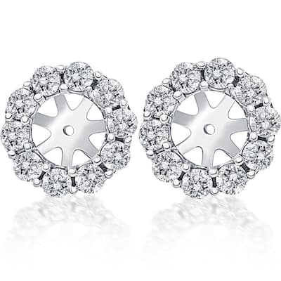 White Gold 1 1/2 Ct. Diamond Studs Earring Jackets (9mm) Lab Grown