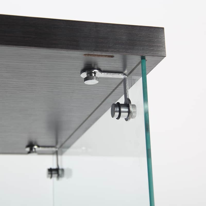 3 Shelves Floor Standing Glass Display Cabinet with Door