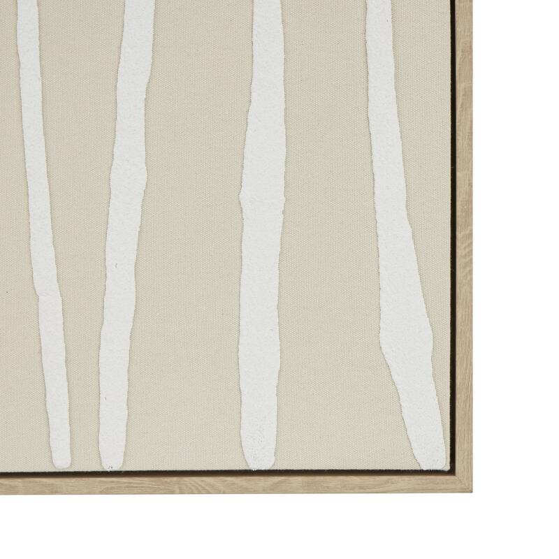 Wooden Abstract Vertical Line Living Room Framed Wall Art with Brown Wooden Frame - Beige - Roche River Decor