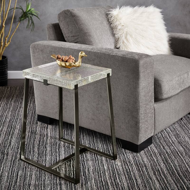 Vardo Stainless Steel Cast Glass Top Table by iNSPIRE Q Modern