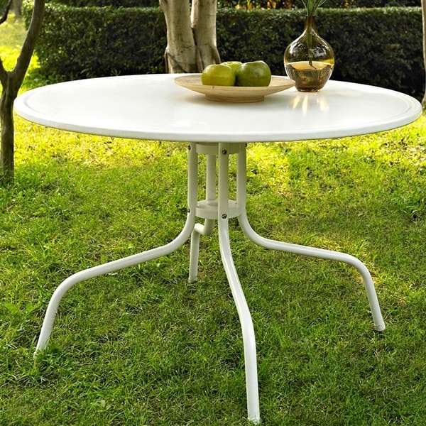 Round metal patio hot sale dining table