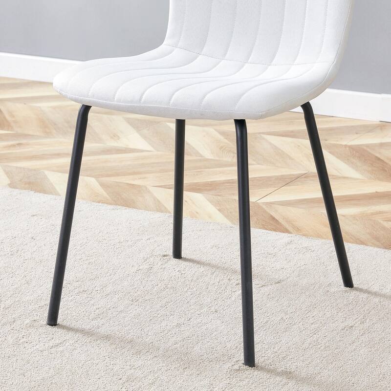 Modern 4 Piece Linen Dining Chair Set with Backrest, Metal Legs, Upholstered for Dining Room Kitchen Bedroom Living Room
