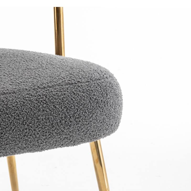 SEYNAR Modern Glam Upholstered Comfy Open-Back Accent Vanity chair with Golden Legs