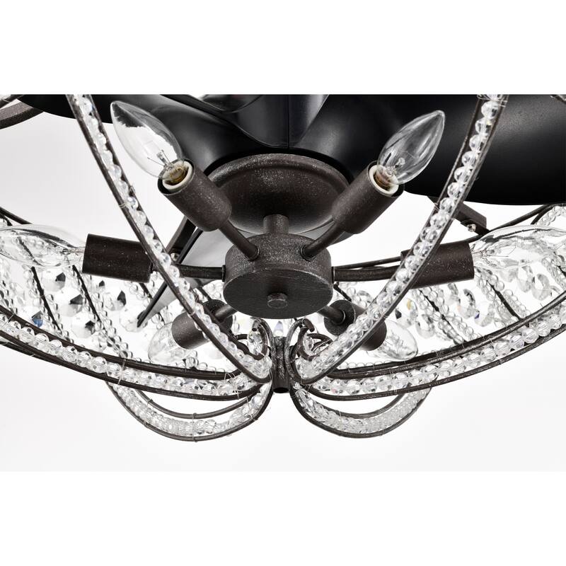 Sandi 24 Inch Glam Crystal Fandelier 6 Light with Remote