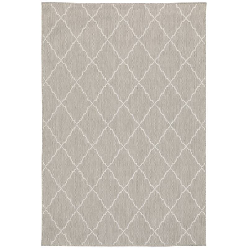 Paterson Grey Ivory Geometric Lattice Outdoor Casual Area Rug
