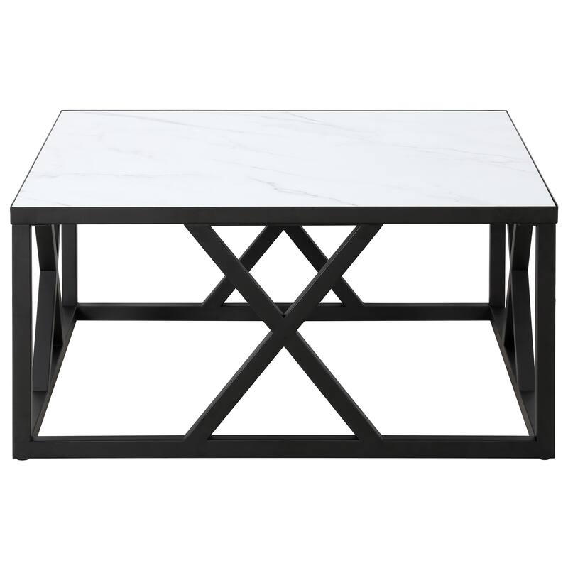 Jedrek 35'' Wide Square Coffee Table with Faux Marble Top