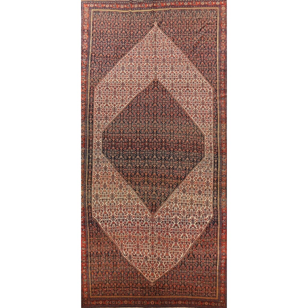 Pre-1900 Antique Vegetable Dye Senneh Persian Wool Carpet - 8'4" x 19'11"