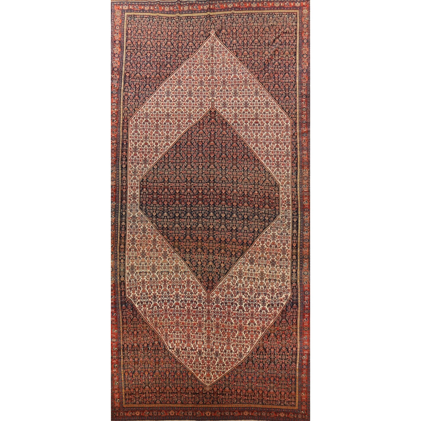 Pre-1900 Antique Vegetable Dye Senneh Persian Wool Carpet - 8'4" x 19'11"