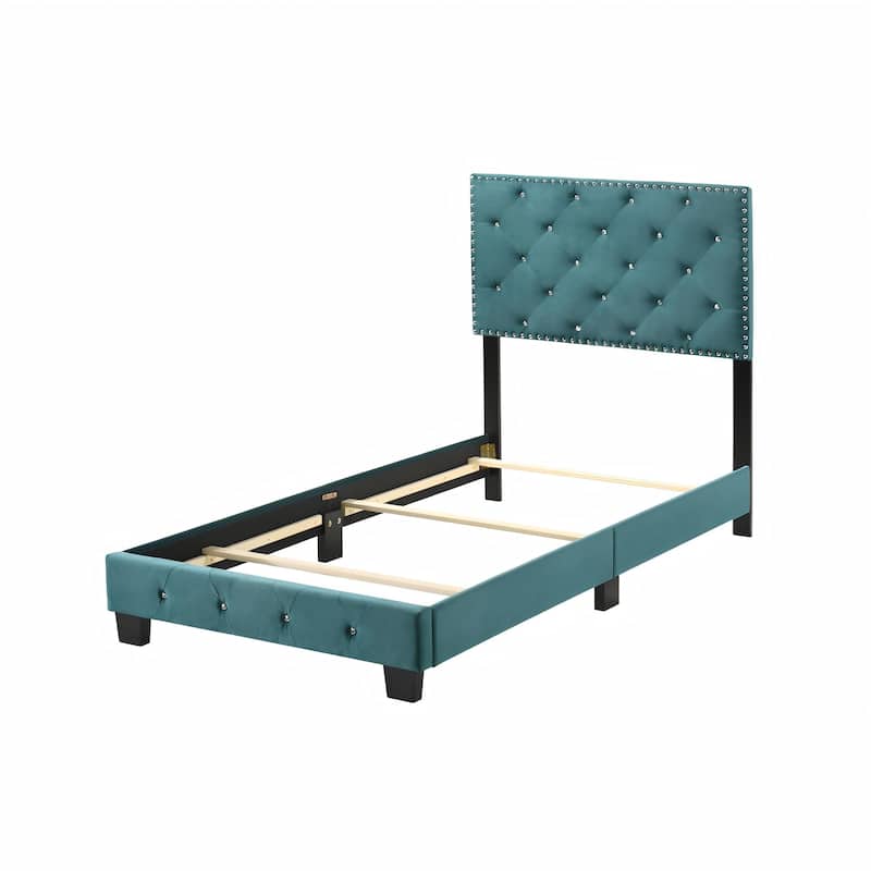 Refreshing Green Twin Bed with Easy Assembly