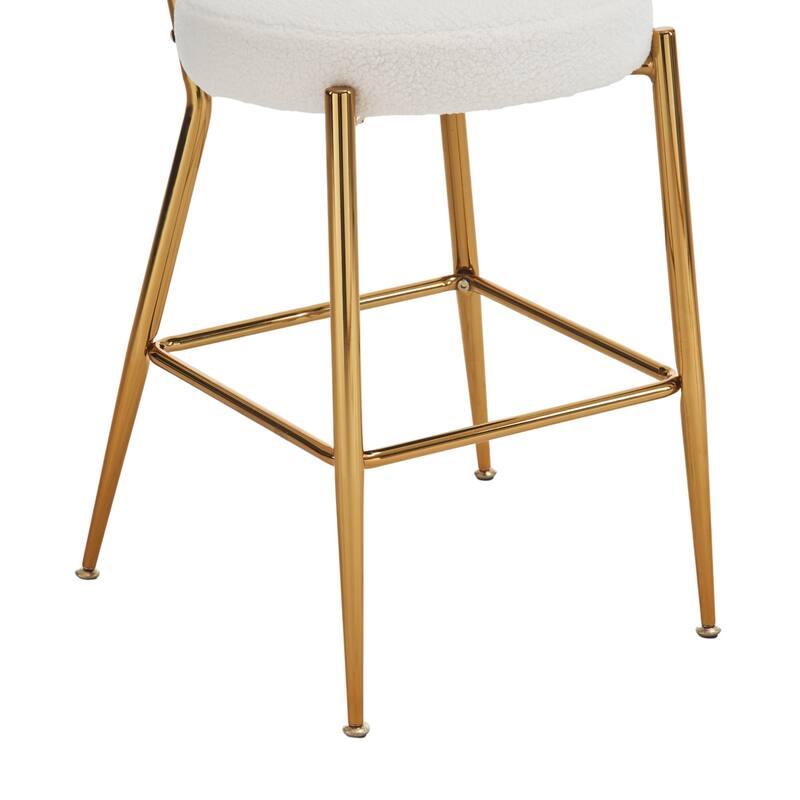 Fabric Upholstered Bar Stools Set of 2, Counter Height Bar Stools with Back, Kitchen Island Chairs with Metal Legs