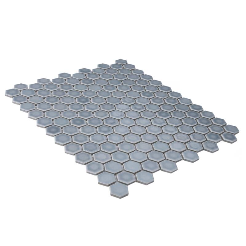 Merola Tile Hudson 1" Hex Slate 11-7/8" x 13-1/4" Porcelain Mosaic Floor and Wall Tile