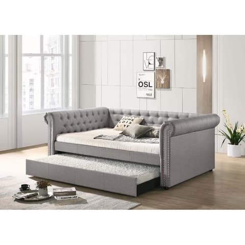 Upholstered Full Daybed with Trundle, Captain's Bed for Bedroom, Spare Room or Play Room