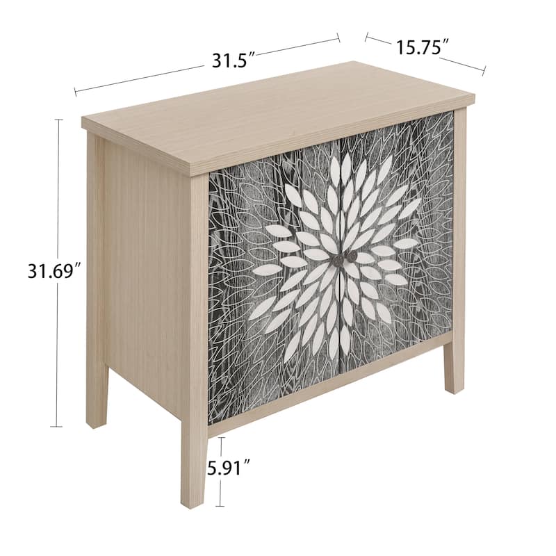 Roomfitters 2-Door Accent Storage Cabinet, Modern Carved Buffet Sideboard with Adjustable Shelf