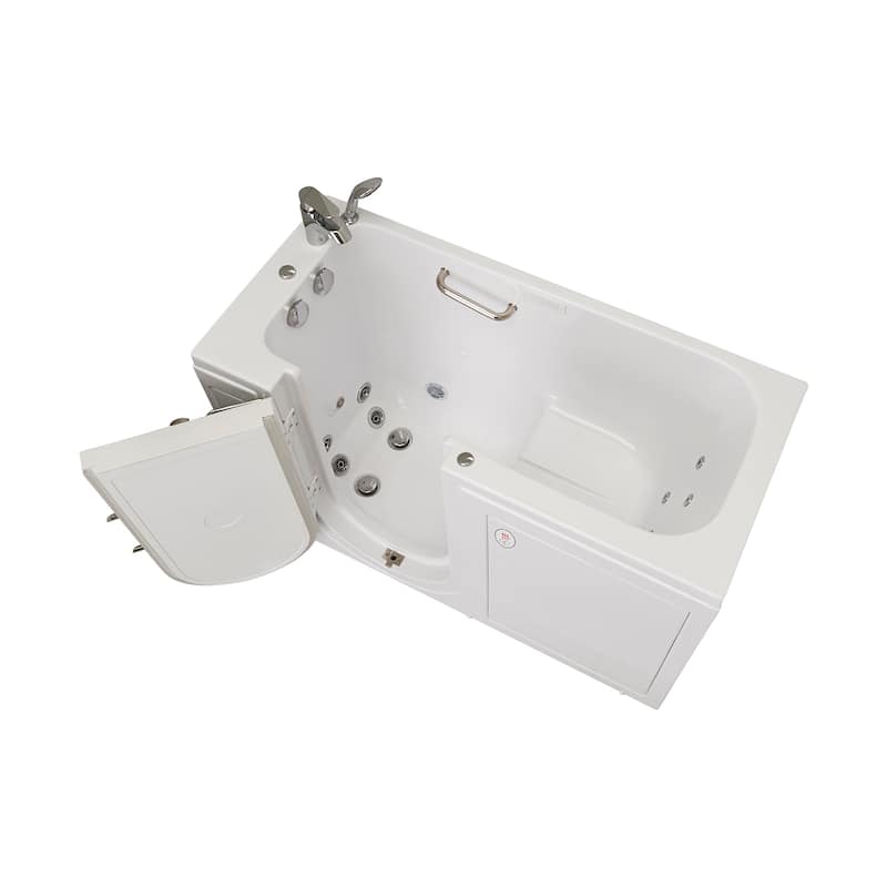 Ella Lounger 27"x60" Acrylic Hydro Massage Walk-In Bathtub with Outward Swing Door, 2 Piece Fast Fill Faucet, 2" Dual Drain