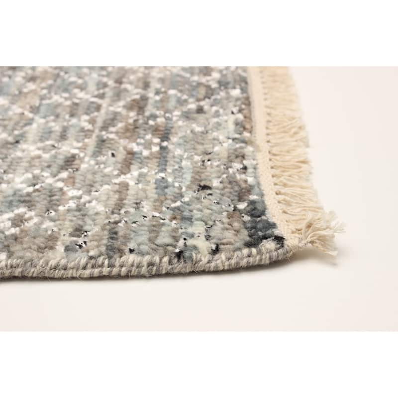 ECARPETGALLERY Hand-knotted Silk Shadow Dark Grey Viscose, Wool Rug - 2'8 x 10'0