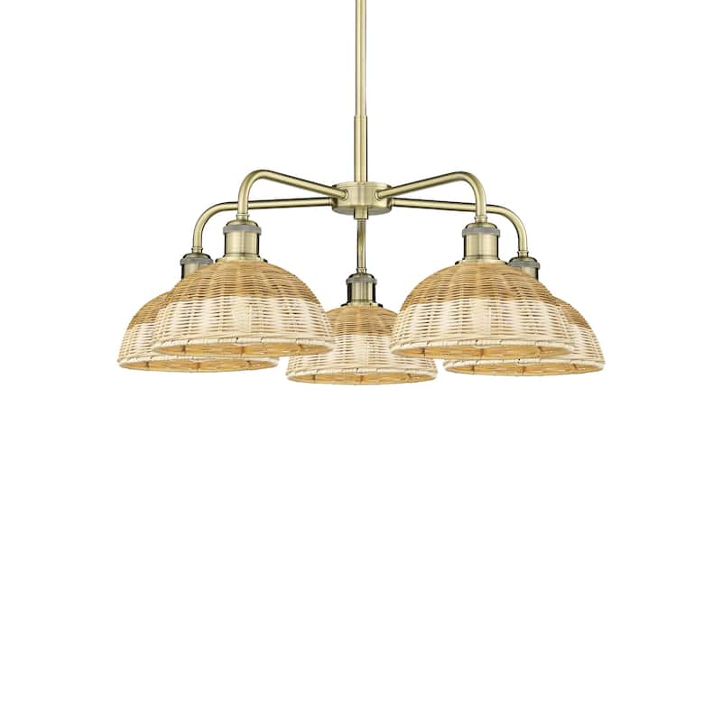 Innovations Lighting 516-5CR-14-28 Bristol Natural II Chandelier - Antique Brass / Natural