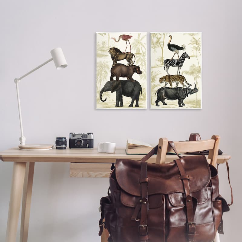 Stupell Stacked Safari Animals Wall Plaque Art Design By Victoria Barnes (Set of 2)