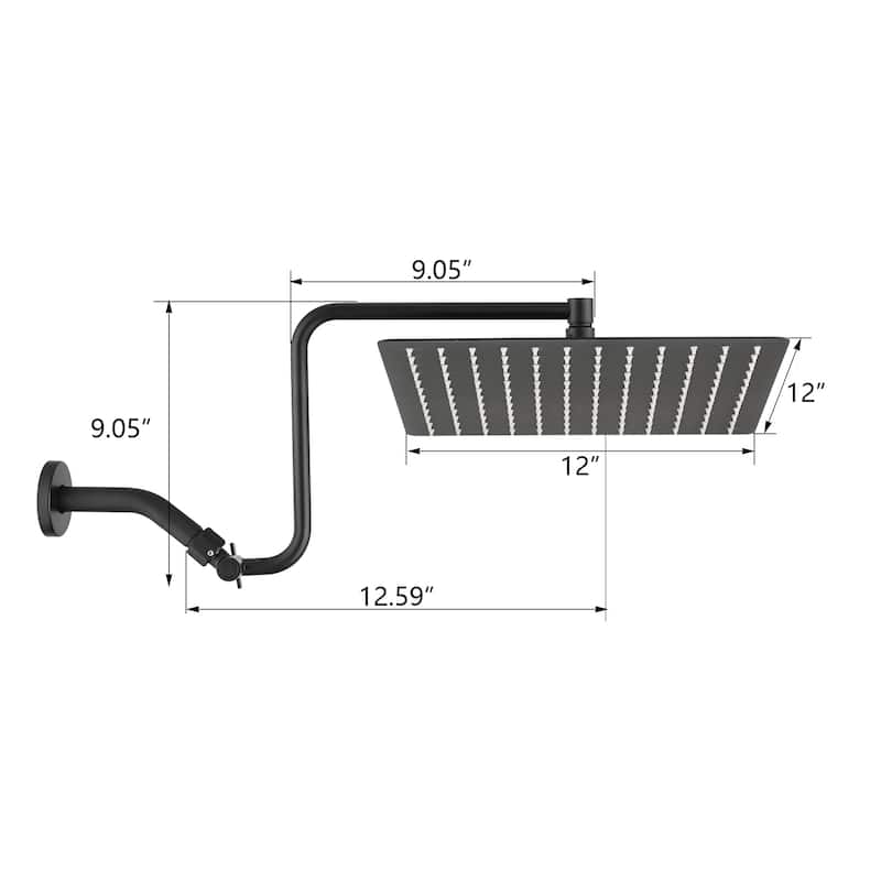 12 inch Adjustable Extension Arm High-pressure Rain Shower Head, Rain Fixed Shower Head