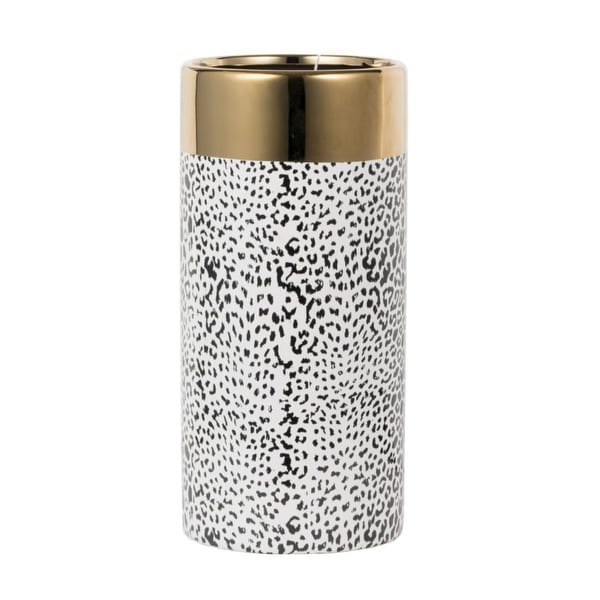 11.75" Matte Black and Gold Contemporary Style Vase - N/A