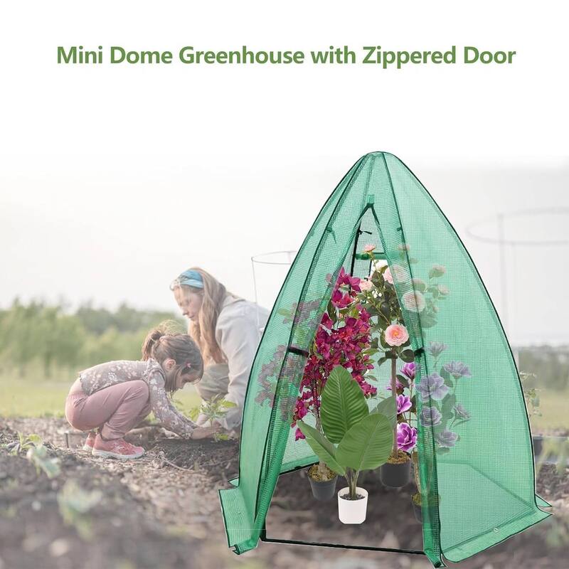 54"x 54"x 71" Greenhouse Tent with Durable PE Cover for Outside Vegetables Flowers Fruits, Green