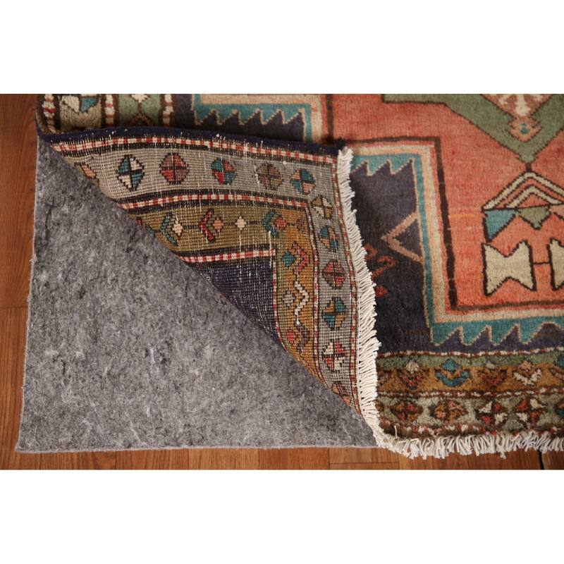 Blue Ardebil Persian Vintage Runner Rug Hand-Knotted Wool Carpet - 4'1"x 9'11"