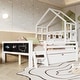 preview thumbnail 1 of 12, Solid Wood Full Size House Bed with Ladder and Storage Drawers and 2 Blackboard for Home White