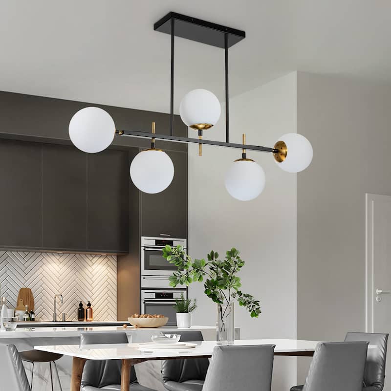 Modern Transitional 5-Light Chandelier Frosted Glass for Dining Room