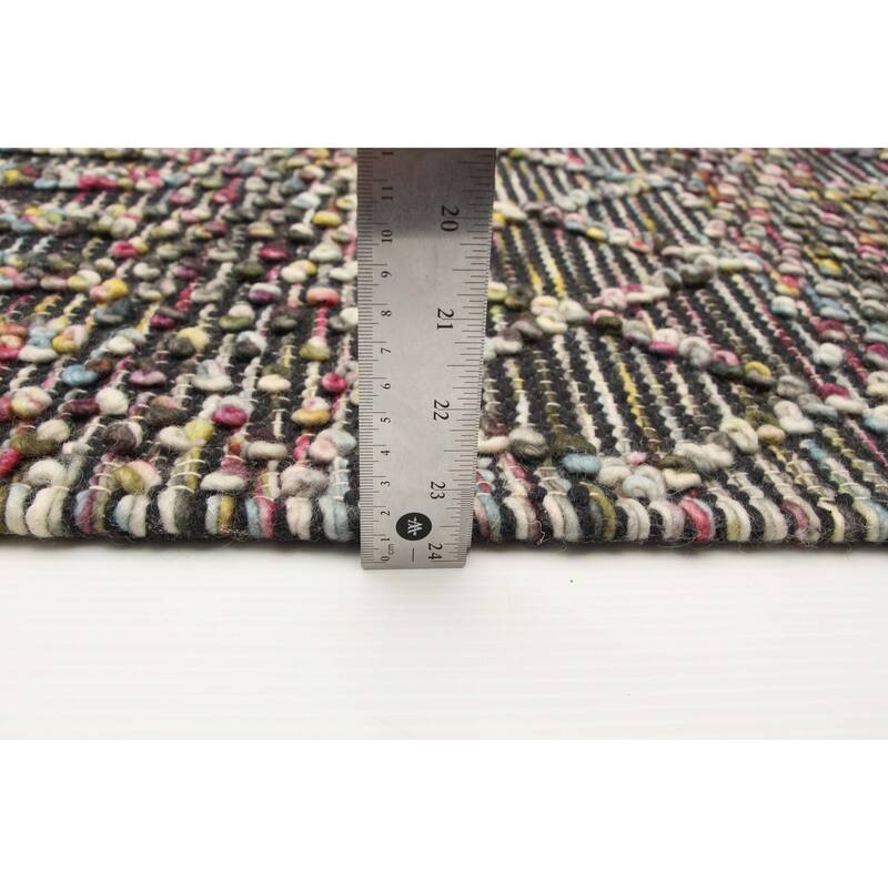 ECARPETGALLERY Braid weave Sienna Black Wool Rug - 5'2 x 7'6