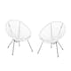 Anson Outdoor Steel Chairs w/ Hammock Rattan Seating (Set of 2) by Christopher Knight Home - White, Black