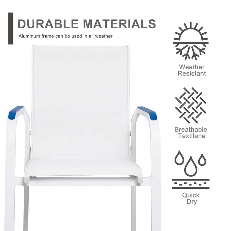 NUU Garden 7 Piece Aluminum Outdoor Stackable Chairs Set