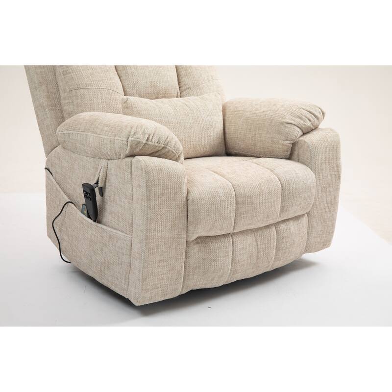 Power Lift Chair with Massage & Heat, Dual OKIN Motors Heavy Duty Recliner, Lounge Chair with Side Pockets & 2 Cup Holders