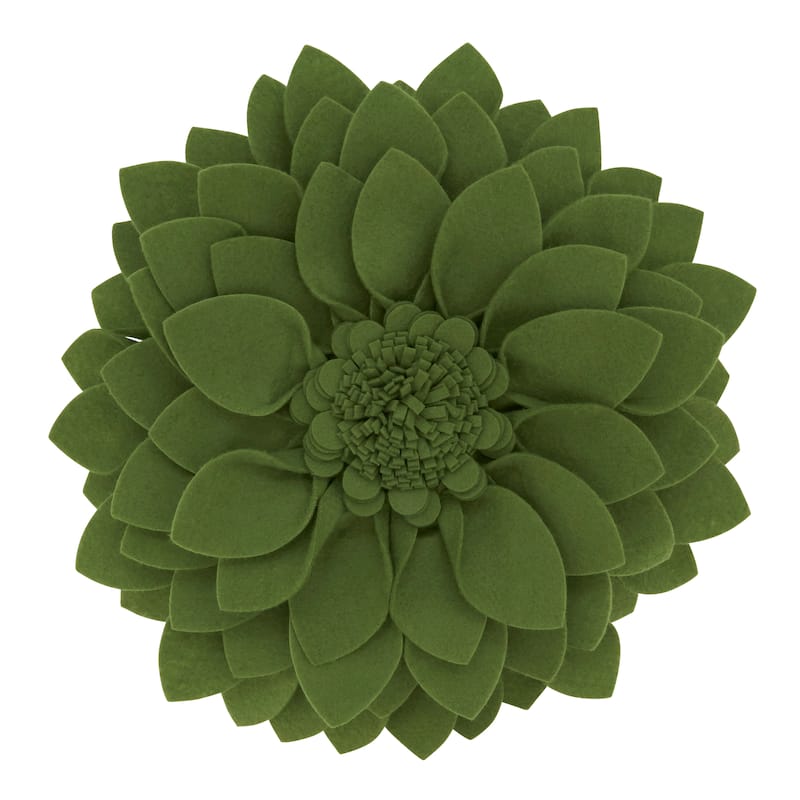 Felt Flower Design Throw Pillow - Kiwi - 13"x13"